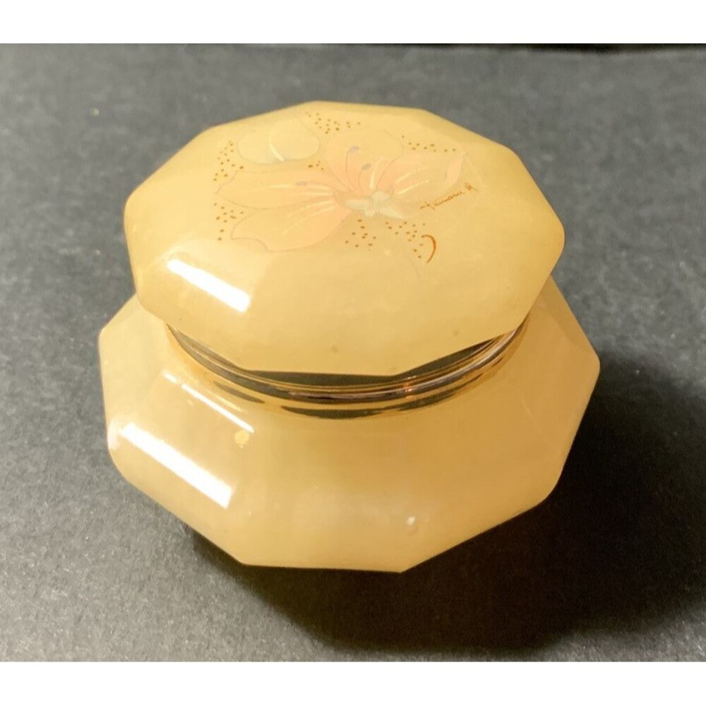 Vintage Genuine Alabaster Hand Carved Jewelry Trinket Box Made in Italy - Picture 3 of 5